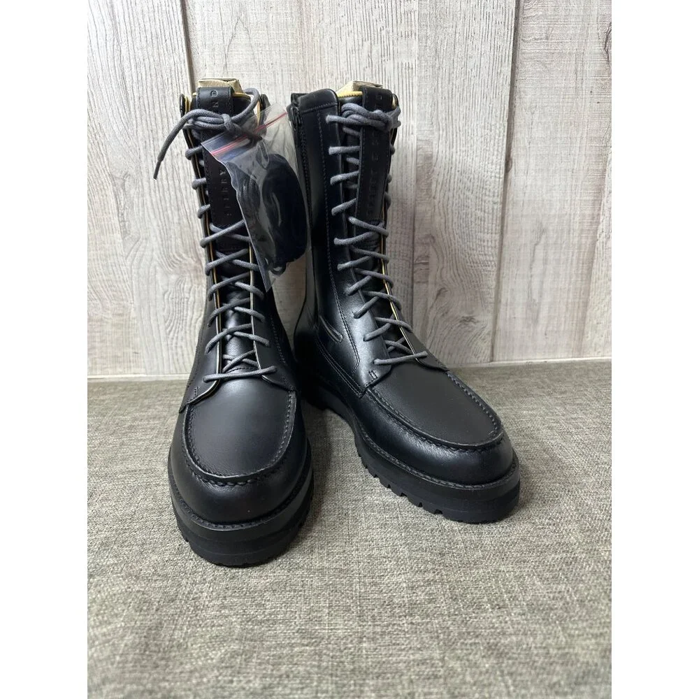 Sperry x John Legend Mens Sz 9 Tall Black Leather Lace-Up Boots w/ Side Zipper